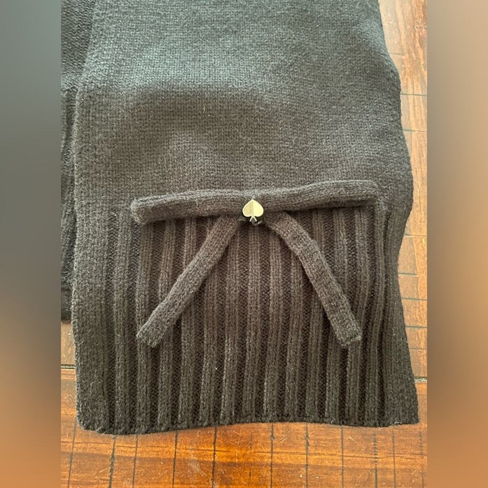 Kate Spade Black Knit Scarf with Bow Detail
